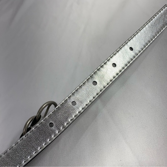 Metallic Silver Double Ring Buckle Belt - Picture 4 of 4